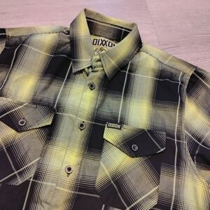 Dixxon Button Shirt Green Medium D Lux Bamboo Blend Radium Short Sleeve